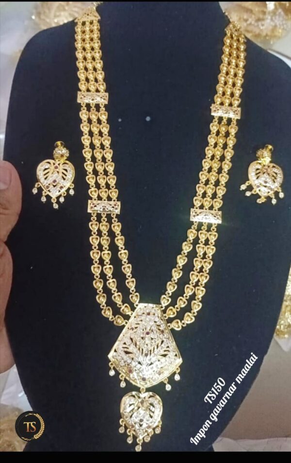 Impon gavarnar maalai with earrings. - Image 2