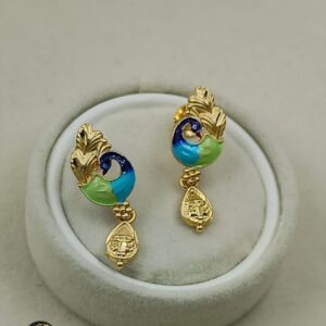 Enamel Peacock Stud