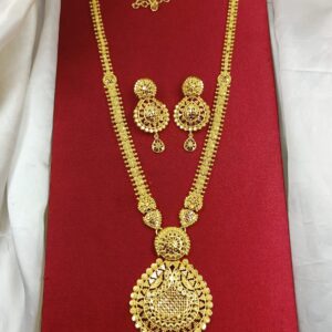 ✨ One gram gold forming long Haram with earrings